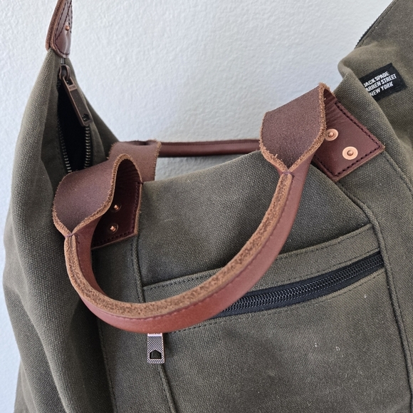 Jack Spade Warren Street NY Canvas Leather Weekend Duffle Bag Large 19"×16"×8.5" - Picture 5 of 16